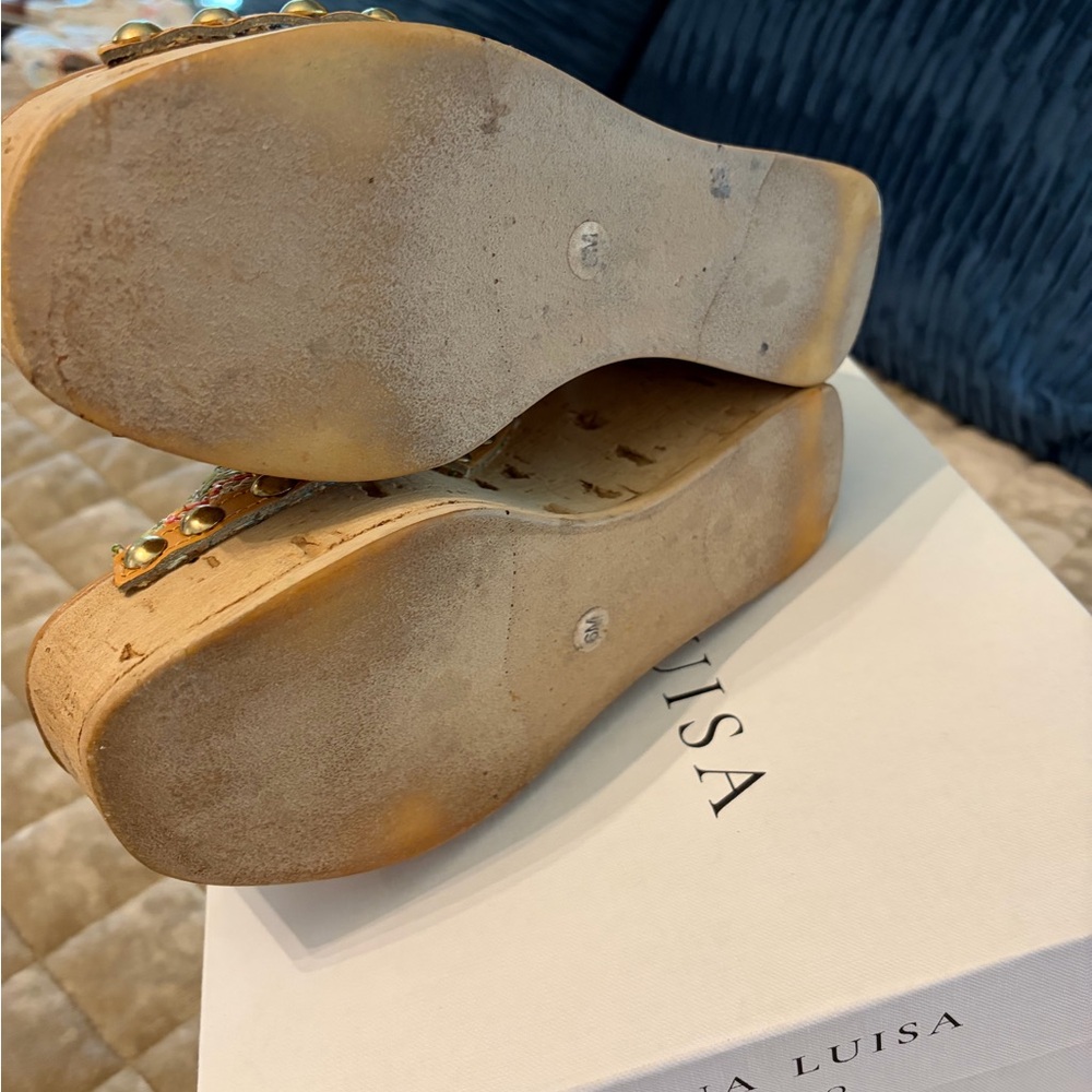 Anna Luisa Multicolor Woven Cork Wedge Sandals - Picture 4 of 5